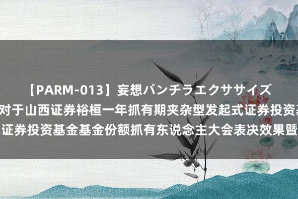 【PARM-013】妄想パンチラエクササイズ 山西证券裕桓一年抓有: 对于山西证券裕桓一年抓有期夹杂型发起式证券投资基金基金份额抓有东说念主大会表决效果暨有筹备见效的公告