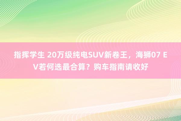 指挥学生 20万级纯电SUV新卷王，海狮07 EV若何选最合算？购车指南请收好