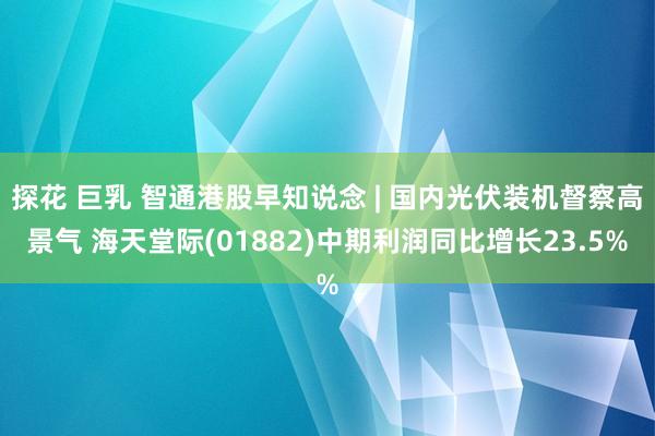 探花 巨乳 智通港股早知说念 | 国内光伏装机督察高景气 海天堂际(01882)中期利润同比增长23.5%